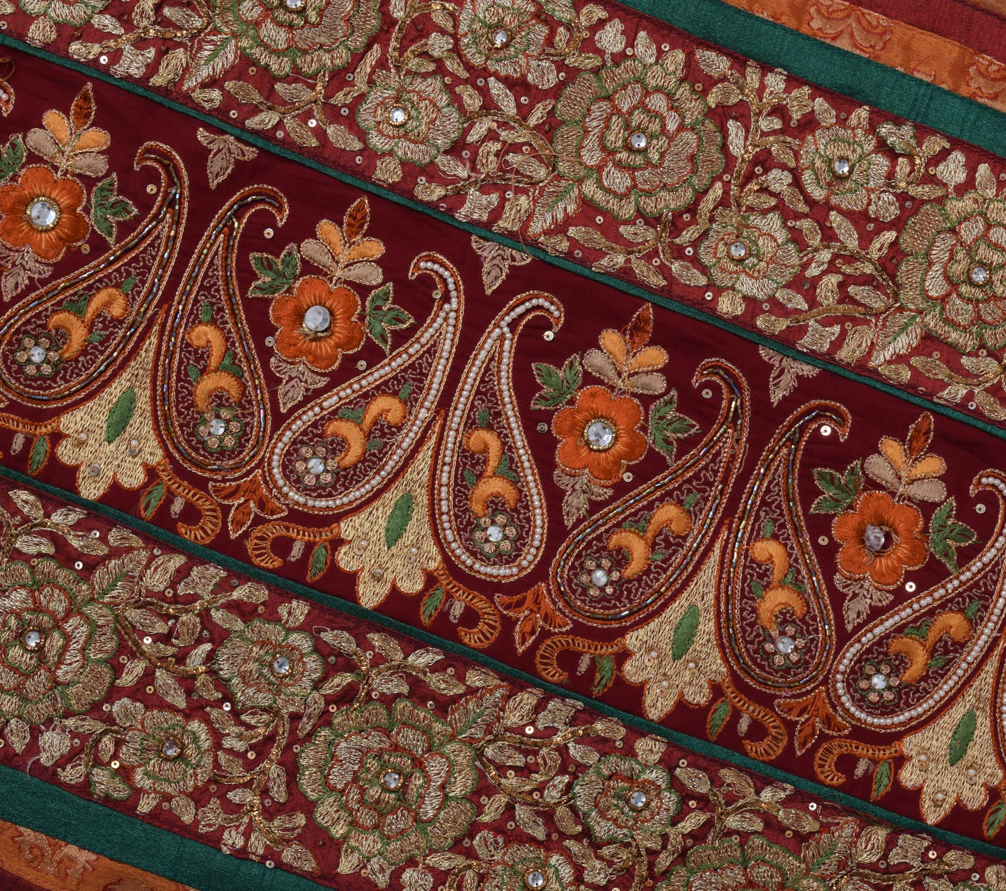 Sushila Vintage Rust HEAVY Sari Banarasi Art Silk Base Patch Work Border Sari