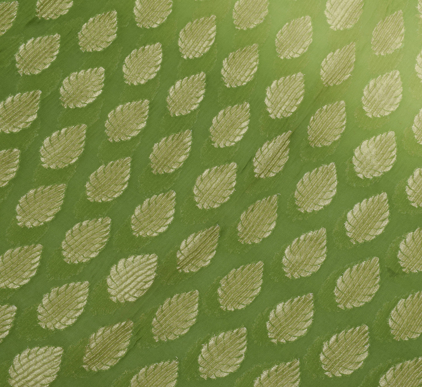 Sushila Vintage HEAVY Green Saree Pure Georgette Woven Beaded Pearl Sari Fabric