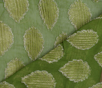 Sushila Vintage HEAVY Green Saree Pure Georgette Woven Beaded Pearl Sari Fabric