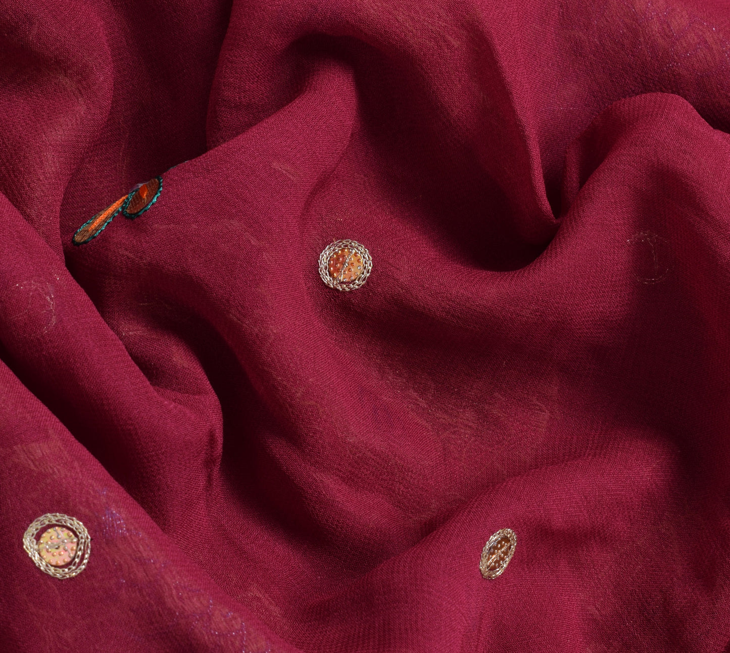 Sushila Vintage Magenta HEAVY Saree Pure Silk Woven & Embroidered Floral Sari Fabric