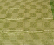 Sushila Vintage Green Saree Pure Silk All Over Zari Woven Floral Sari Fabric