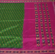 Sushila Vintage Green Indian Saree 100% Pure Silk Woven Ikkat Patola Sari Fabric