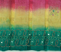 Sushila Vintage Magenta Sari Pure Silk Embroidered & Printed Paisley Sari Fabric