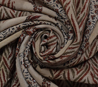 Sushila Vintage Brown Saree Pure Crepe Silk Printed Embroidered Sari Fabric