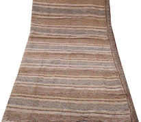 Sushila Vintage Brown Saree Pure Crepe Silk Printed Embroidered Sari Fabric