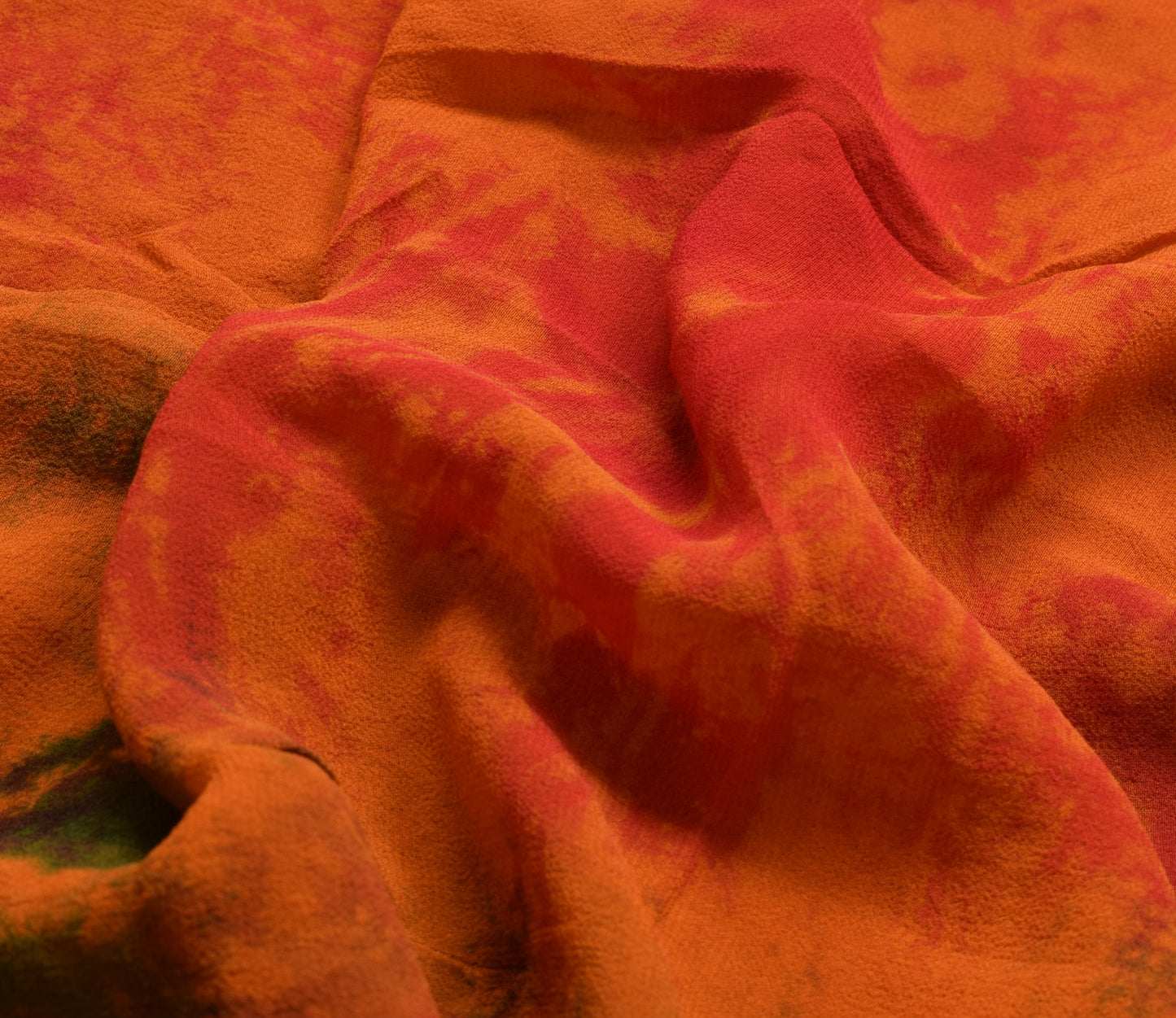 Sushila Vintage Rust HEAVY Sari Pure Georgette Sequin Embellish Tie-dye Sari Craft Fabric