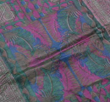 Sushila Vintage Green Saree 100% Pure Silk Printed & Woven Floral Sari Fabric