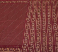 Sushila Vintage Maroon Sari Pure Cotton Printed & Embroidered Birds Sari Fabric