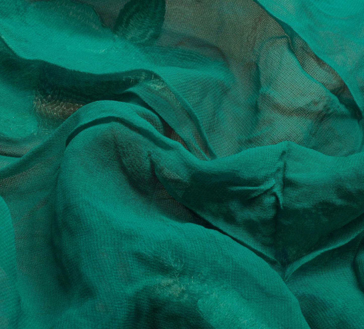 Sushila Vintage HEAVY Green Saree Pure Georgette Net Pearl Glass Embellish Sari Fabric