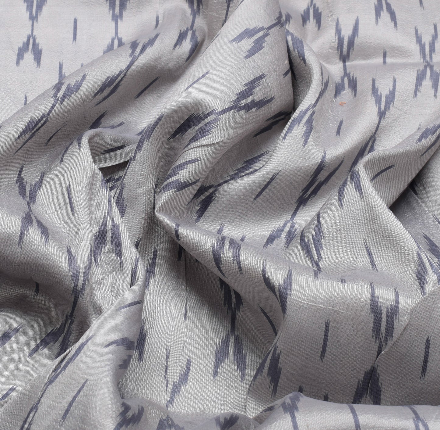 Sushila Vintage Gray Indian Saree 100% Pure Silk Woven Ikkat Patola Sari Fabric