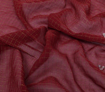 Sushila Vintage Maroon Saree Pure Georgette Silk Hand Beaded Floral Sari Fabric