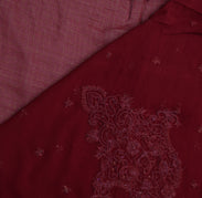 Sushila Vintage Maroon Saree Pure Georgette Silk Hand Beaded Floral Sari Fabric