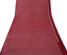 Sushila Vintage Maroon Saree Pure Georgette Silk Hand Beaded Floral Sari Fabric