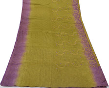 Sushila Vintage Green Saree Pure Georgette Silk Hand Beaded Floral Sari Fabric