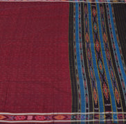 Sushila Vintage Maroon Saree Pure Cotton Hand Woven Ikkat Patola Sari Fabric