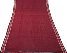 Sushila Vintage Maroon Saree Pure Cotton Hand Woven Ikkat Patola Sari Fabric