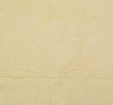 Sushila Vintage Ivory Sari Blend Cotton Hand Embroidered Chikankari Sari Fabric