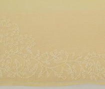 Sushila Vintage Ivory Sari Blend Cotton Hand Embroidered Chikankari Sari Fabric