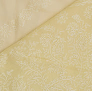 Sushila Vintage Ivory Sari Blend Cotton Hand Embroidered Chikankari Sari Fabric