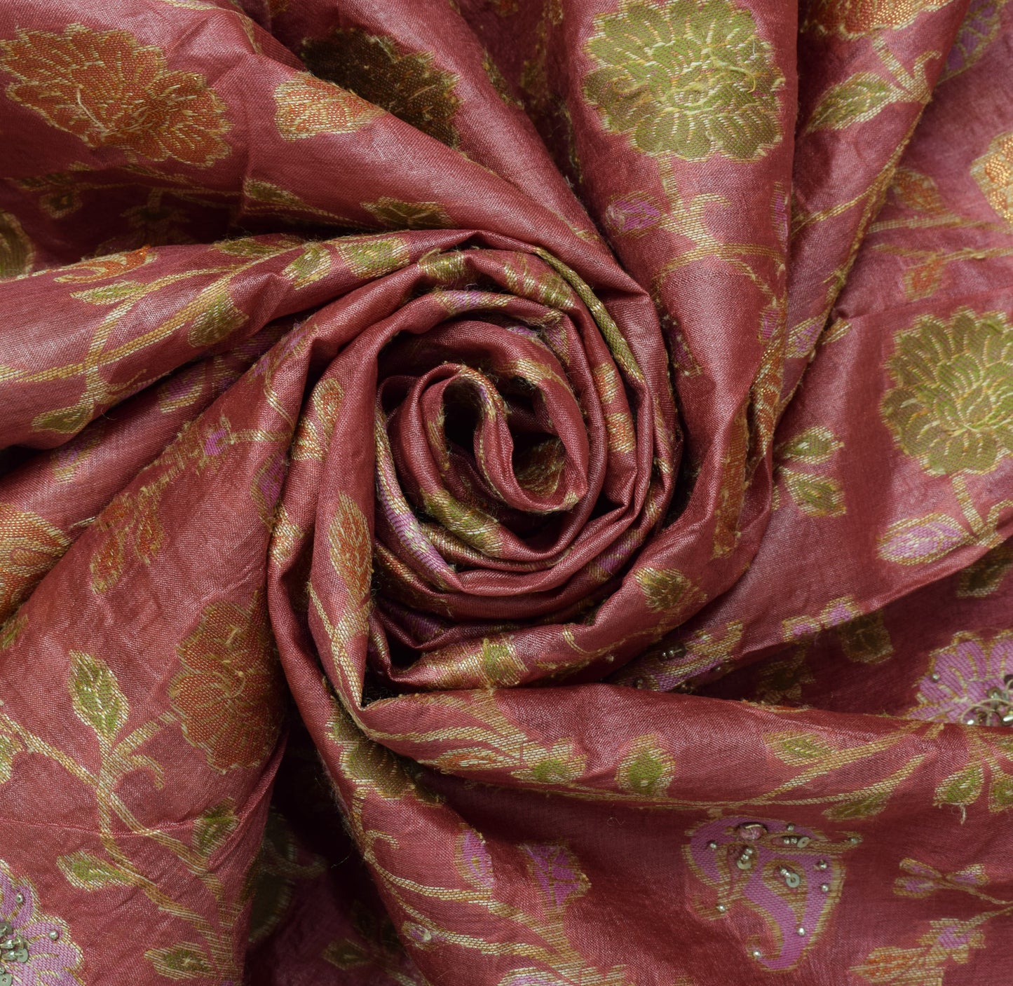 Sushila Vintage Mauve Saree Pure Tussar Silk All Over Woven Floral Sari 5 Yard Fabric