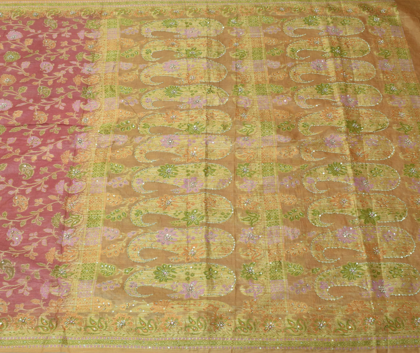 Sushila Vintage Mauve Saree Pure Tussar Silk All Over Woven Floral Sari 5 Yard Fabric