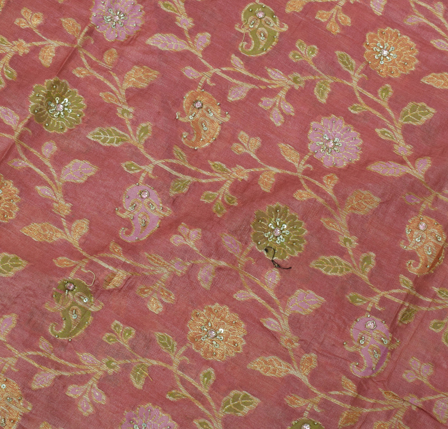 Sushila Vintage Mauve Saree Pure Tussar Silk All Over Woven Floral Sari 5 Yard Fabric