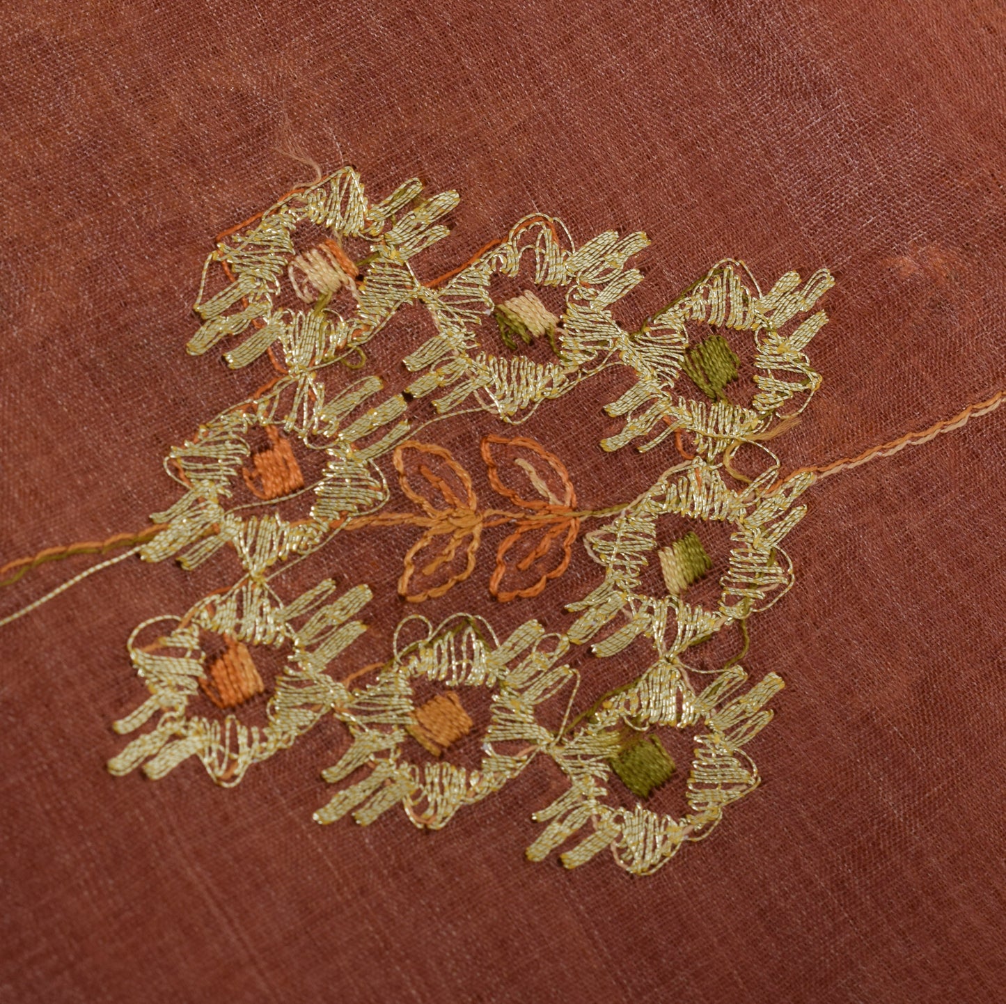 Sushila Vintage Brown Saree Pure Tussra Silk Embroidered & Woven Floral Sari Fabric