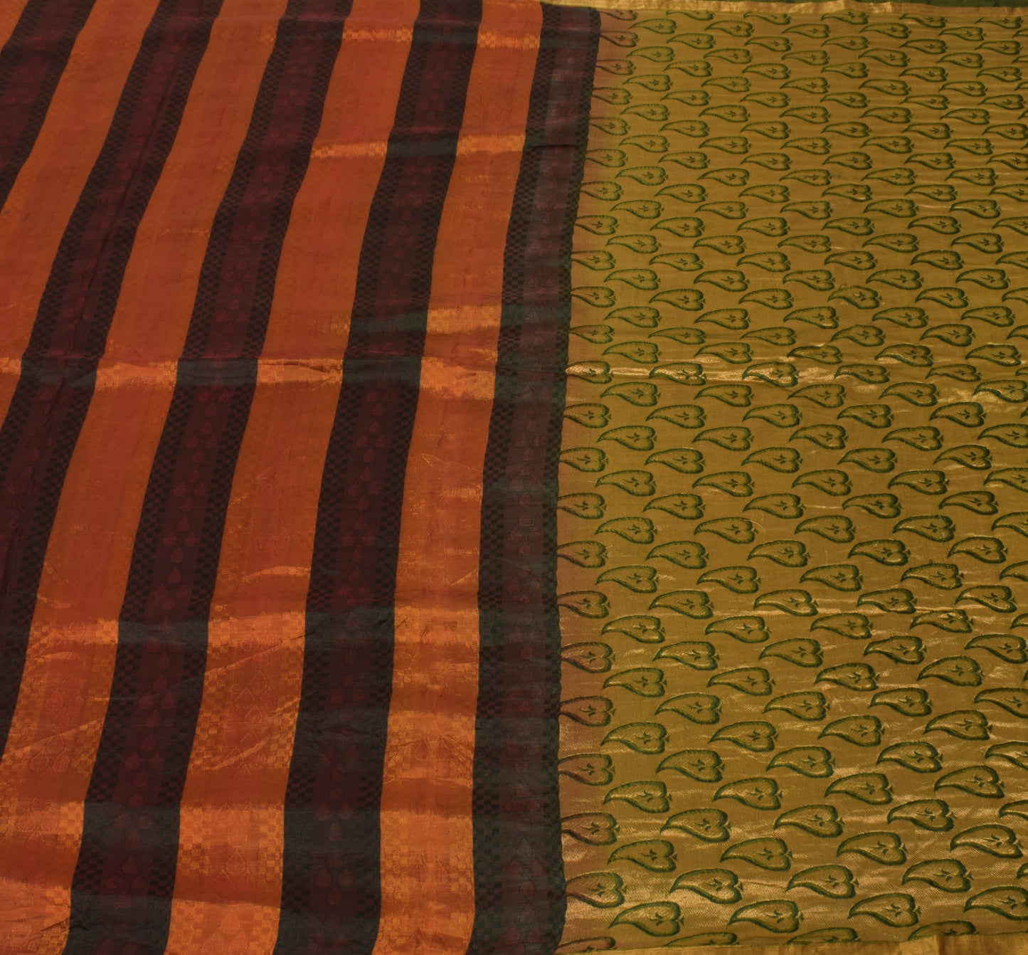 Sushila Vintage Indian Sari Blend Silk Woven Floral Sari 5 Yard Soft Fabric