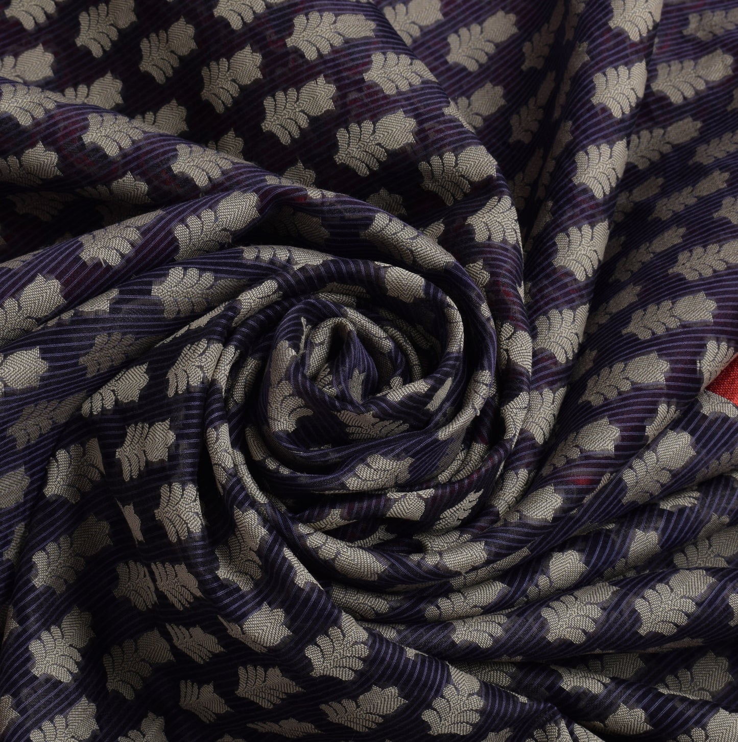 Sushila Vintage Blue Indian Saree Blend Silk Woven Floral Sari 5 Yard Fabric