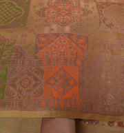 Sushila Vintage Brown Indian Sari Pure Silk Woven Abstract Sari 5 Yard Fabric