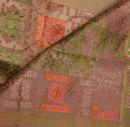 Sushila Vintage Brown Indian Sari Pure Silk Woven Abstract Sari 5 Yard Fabric