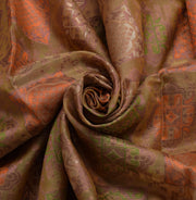 Sushila Vintage Brown Indian Sari Pure Silk Woven Abstract Sari 5 Yard Fabric