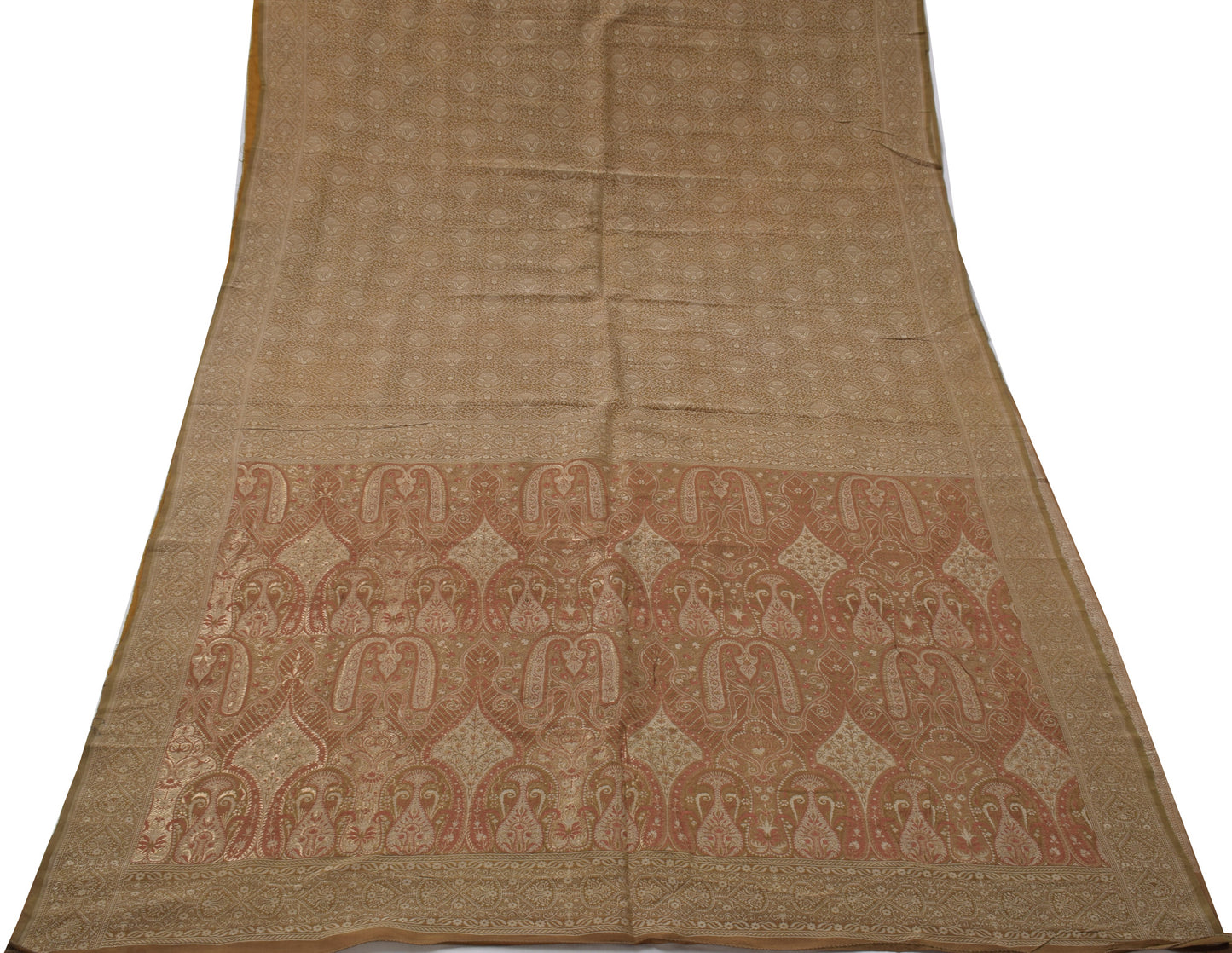 Share Sushila Vintage Green Premium Saree Pure silk Handloom HEAVY Woven Sari Fabric