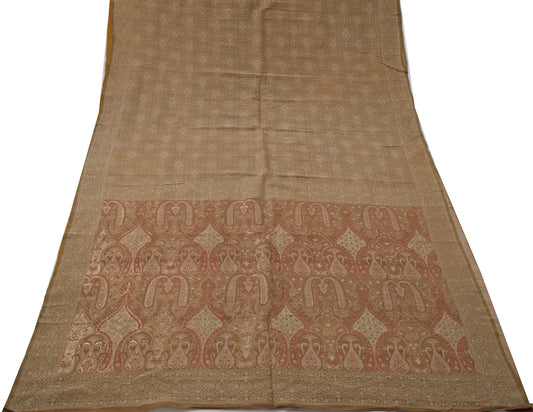 Share Sushila Vintage Green Premium Saree Pure silk Handloom HEAVY Woven Sari Fabric