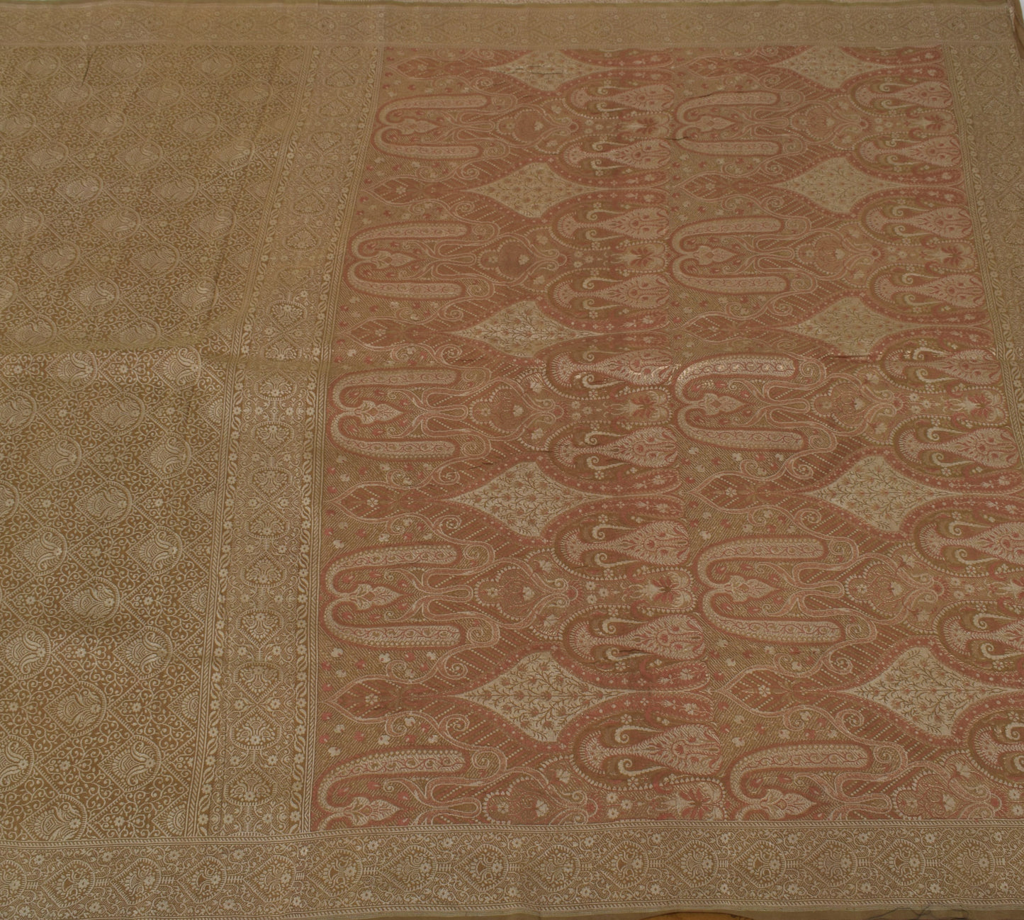 Share Sushila Vintage Green Premium Saree Pure silk Handloom HEAVY Woven Sari Fabric