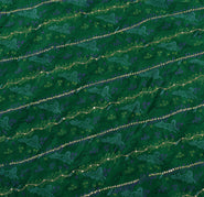 Sushila Vintage Green Saree Pure Silk Printed & Embroidered Floral Sari Fabric