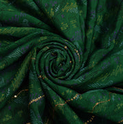 Sushila Vintage Green Saree Pure Silk Printed & Embroidered Floral Sari Fabric