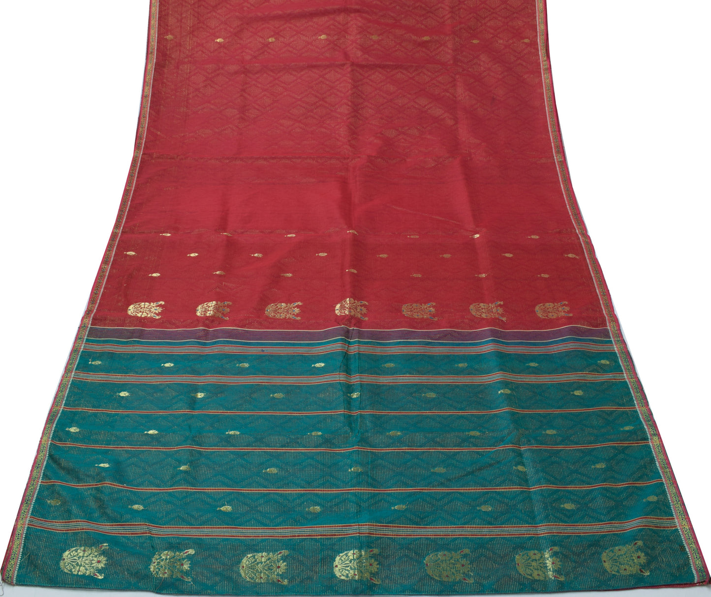 Sushila Vintage Magenta Indian Saree Blend Silk Woven Sari Sheer 5 Yard Fabric