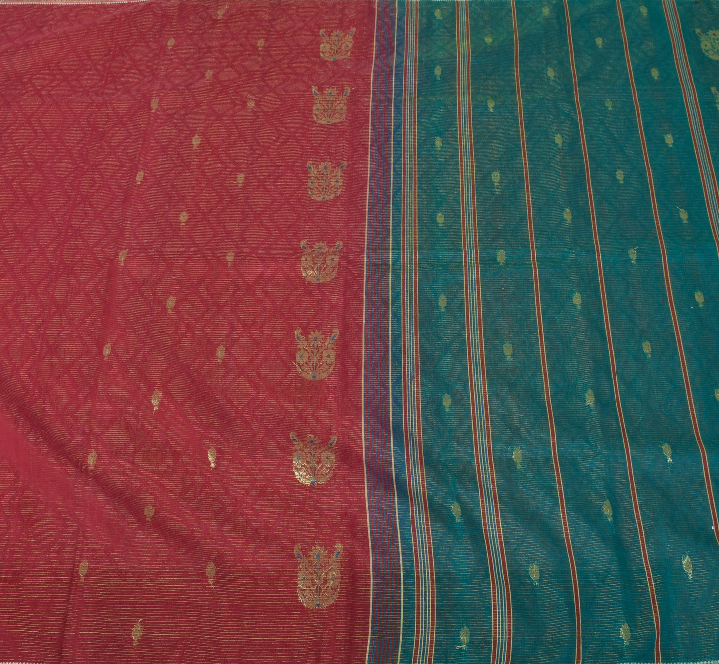 Sushila Vintage Magenta Indian Saree Blend Silk Woven Sari Sheer 5 Yard Fabric