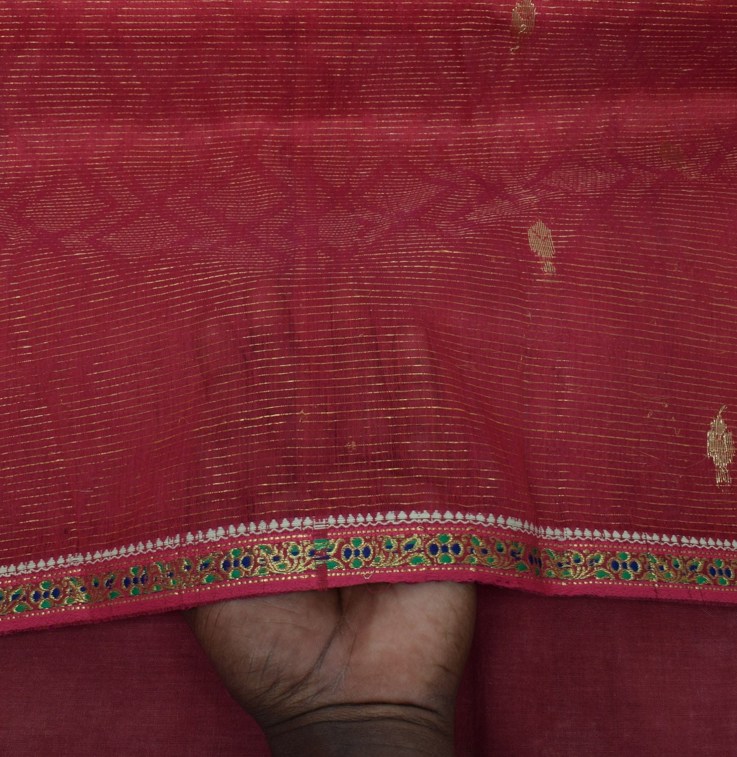 Sushila Vintage Magenta Indian Saree Blend Silk Woven Sari Sheer 5 Yard Fabric