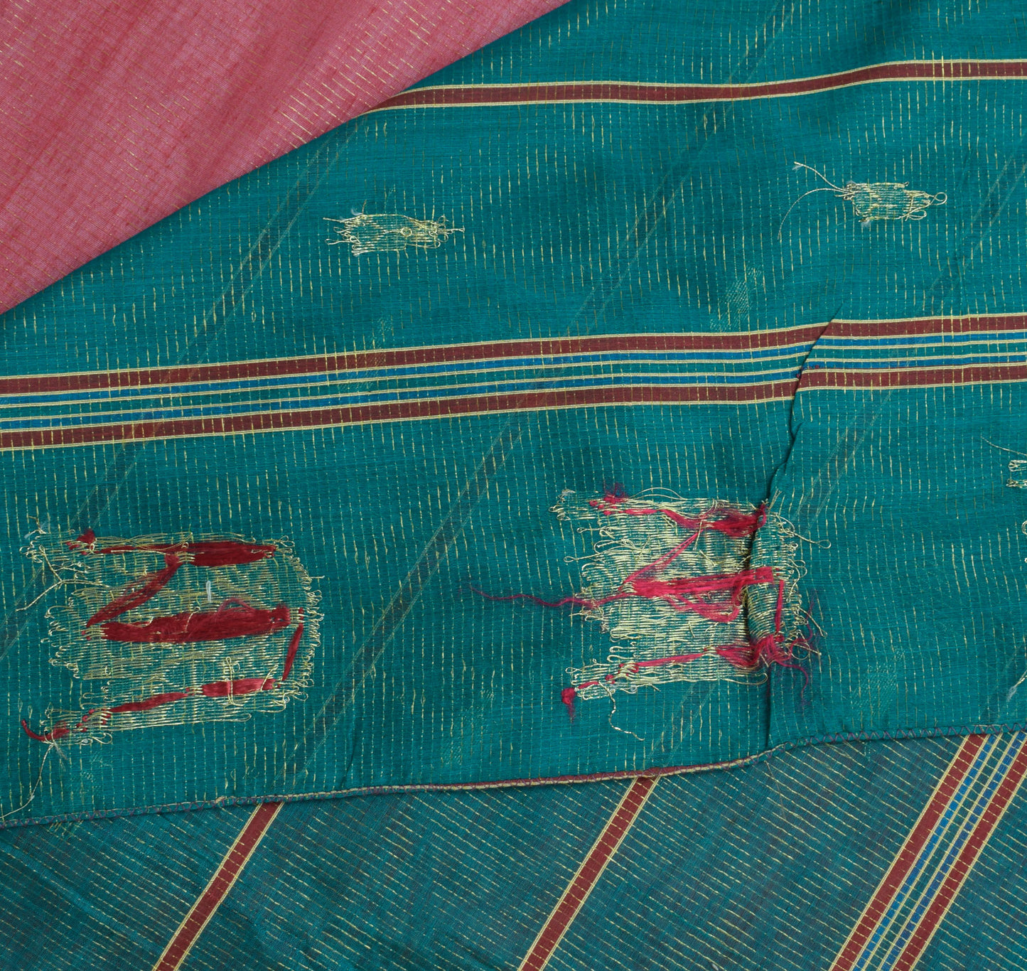 Sushila Vintage Magenta Indian Saree Blend Silk Woven Sari Sheer 5 Yard Fabric
