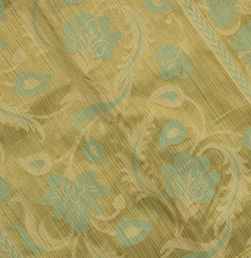 Sushila Vintage Green Saree 100% Pure Silk Woven Floral Sheer Sari 5 Yard Fabric