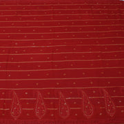 Sushila Vintage Red Sari Pure Georgette Silk Hand Embroidered Kantha Sari Fabric