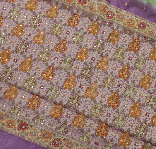 Sushila Vintage Green Saree 100% Pure Silk Woven Floral Sari 5 Yard Fabric