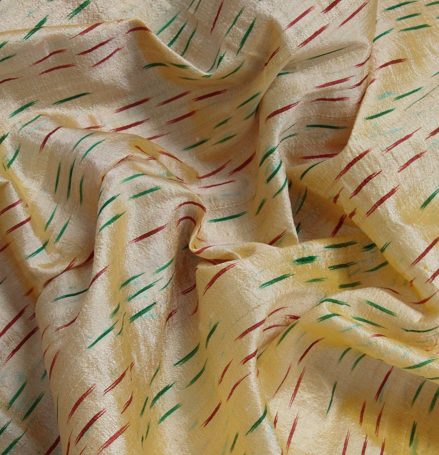 Sushila Vintage Cream Saree Pure Silk Hand Woven Ikat Patola Sari Craft Fabric