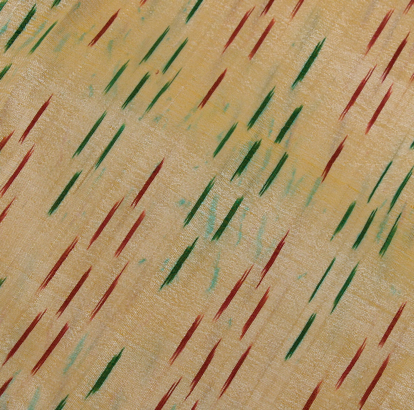 Sushila Vintage Cream Saree Pure Silk Hand Woven Ikat Patola Sari Craft Fabric