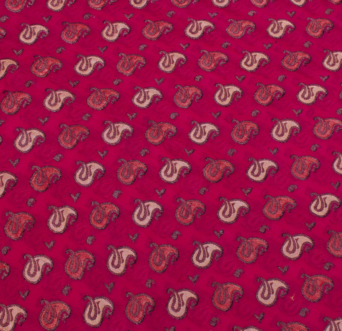 Sushila Vintage Magenta Saree Pure Georgette Silk All Over Woven Sari 5YD Fabric