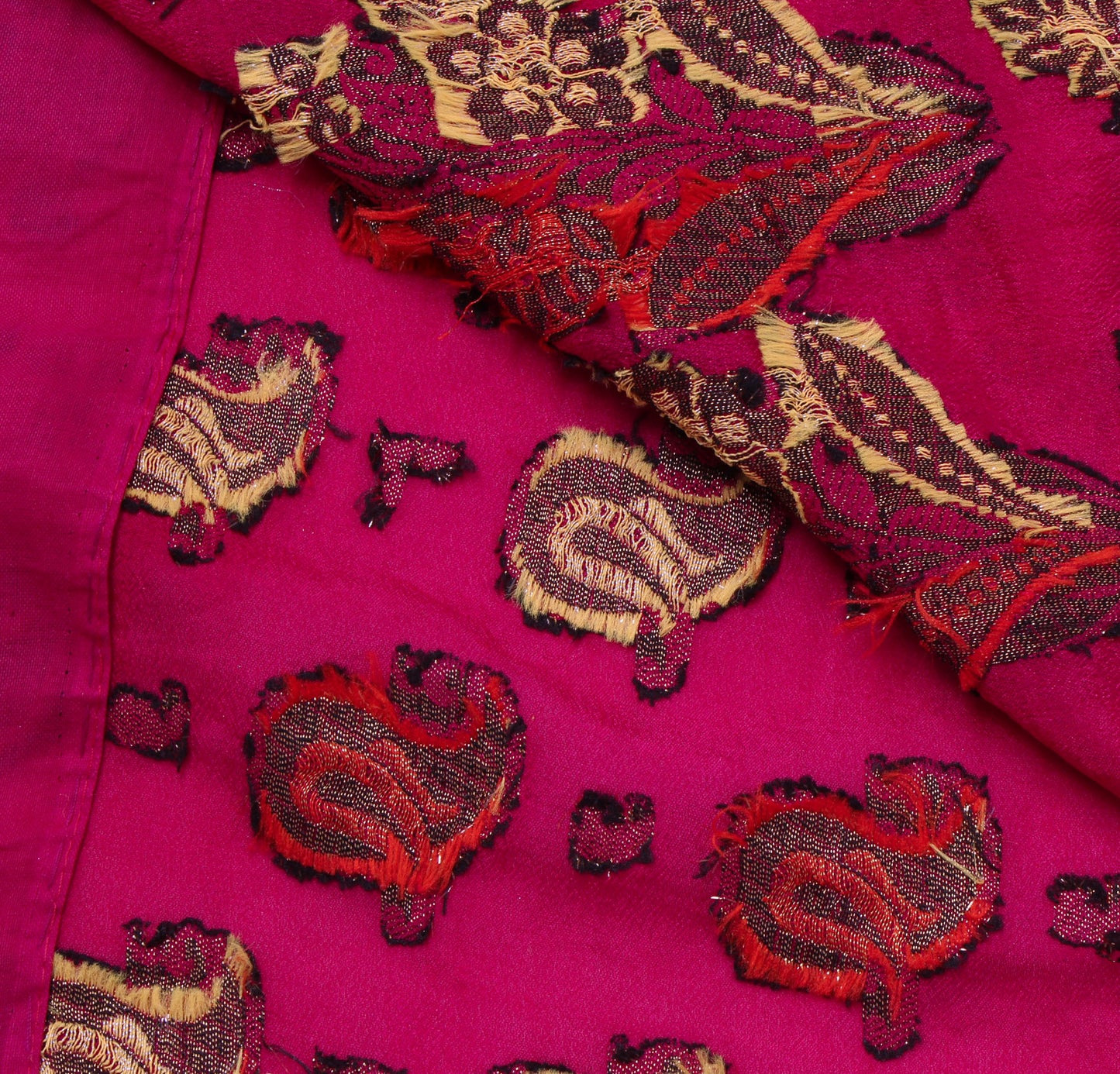 Sushila Vintage Magenta Saree Pure Georgette Silk All Over Woven Sari 5YD Fabric