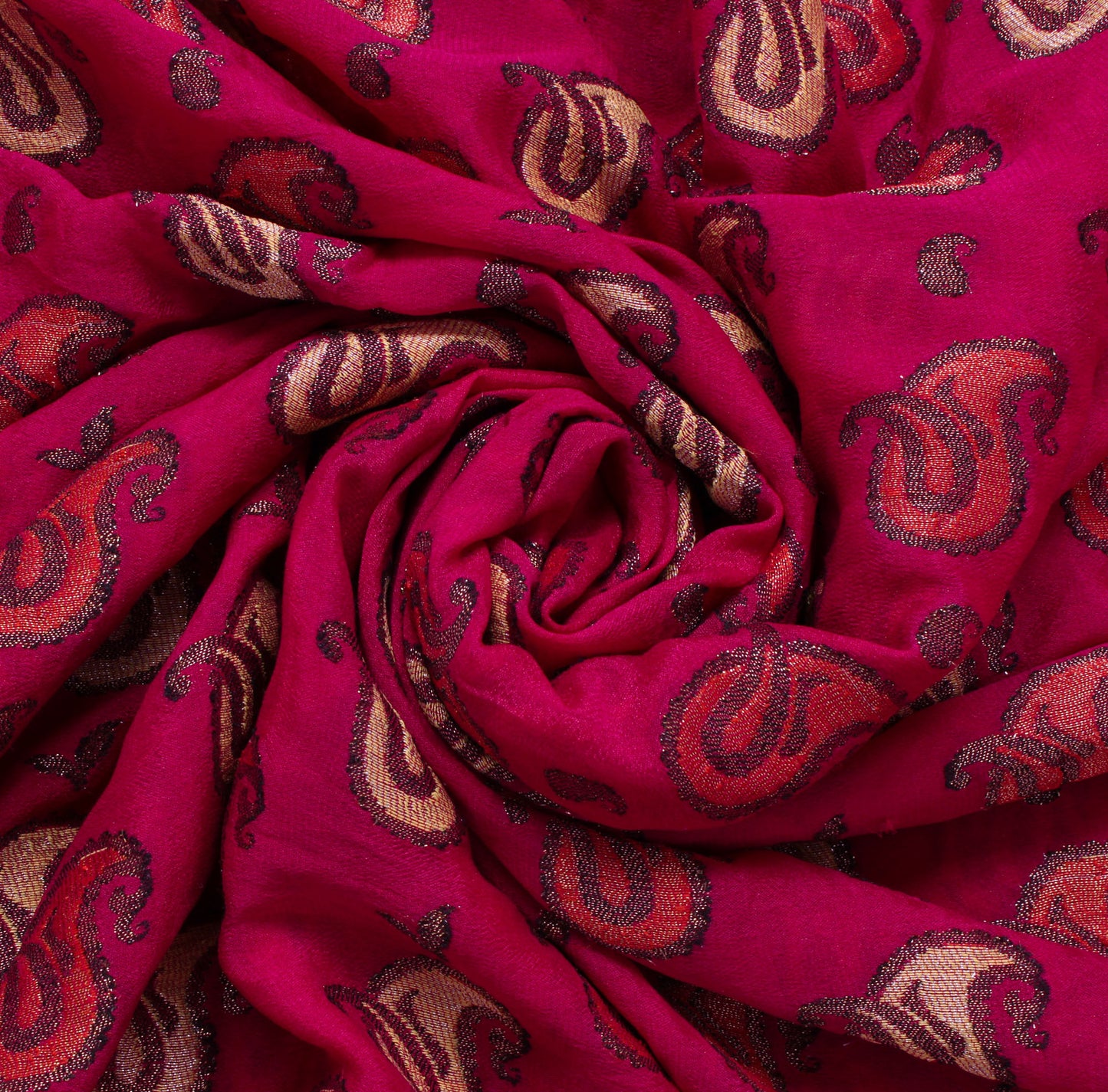 Sushila Vintage Magenta Saree Pure Georgette Silk All Over Woven Sari 5YD Fabric