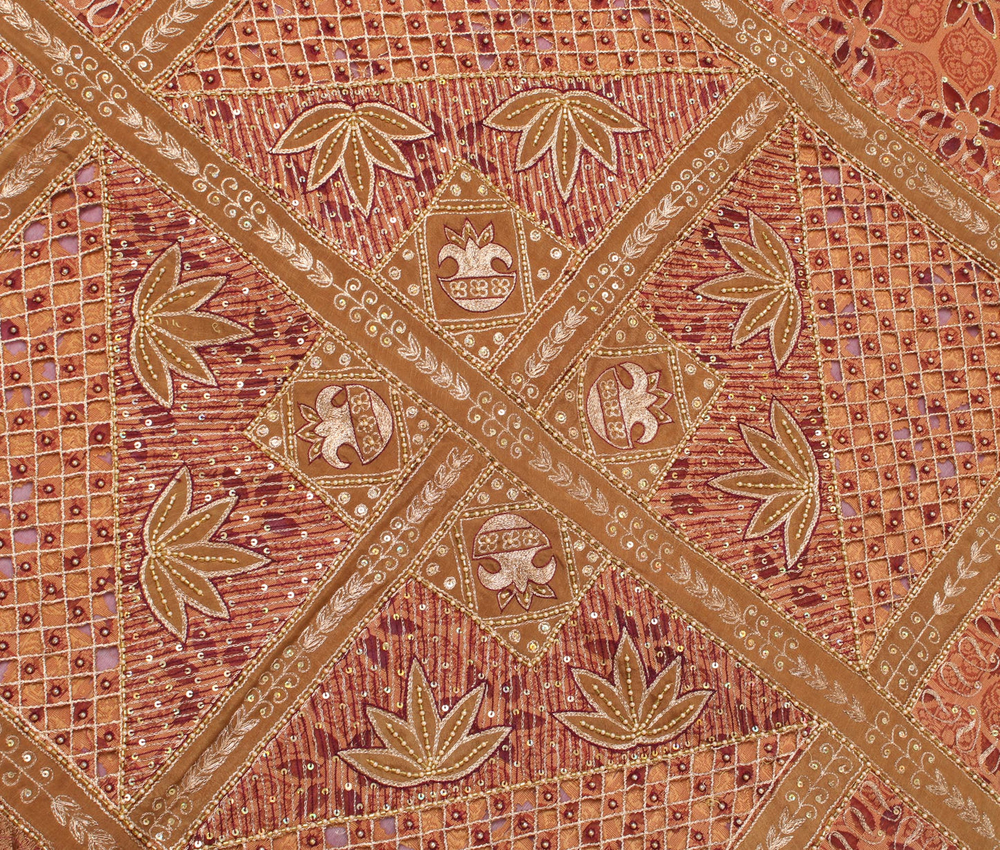 Sushila Vintage Peach HEAVY Saree Pure Silk Zari Embroidered Floral Sari Fabric